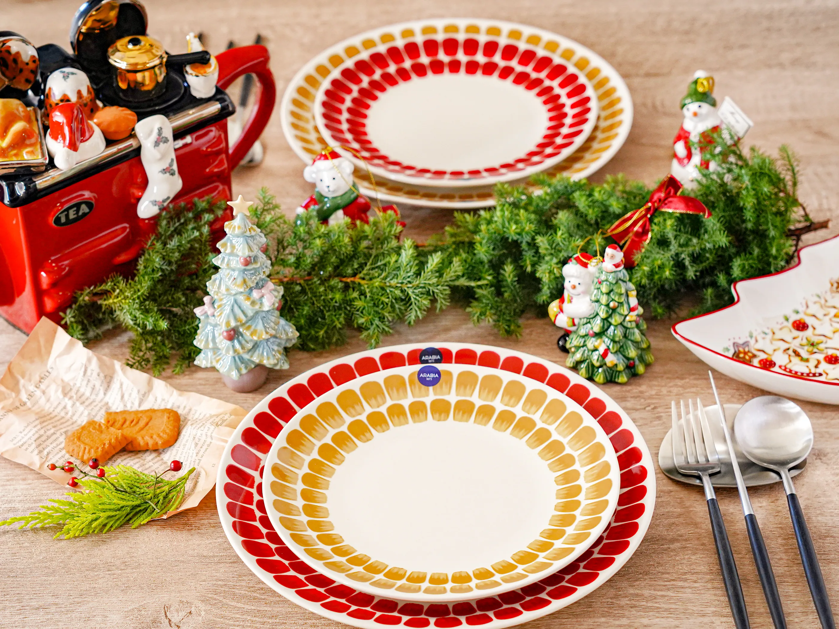 クリスマスのテーブルデコレーションの画像