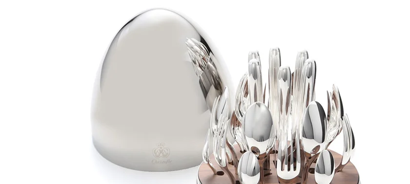 クリストフル Mood ムード 卵型ケースに収まったステンレス製カトラリーセット