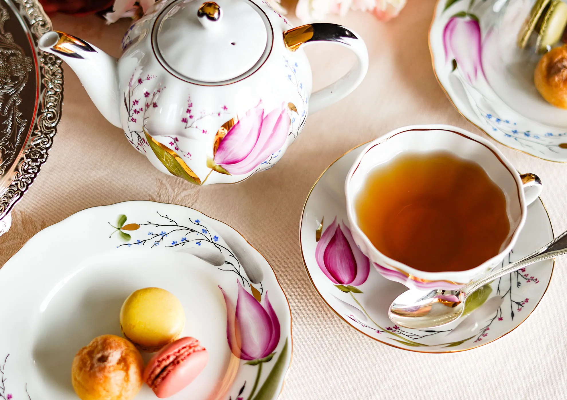 春の花柄食器 ティーセット