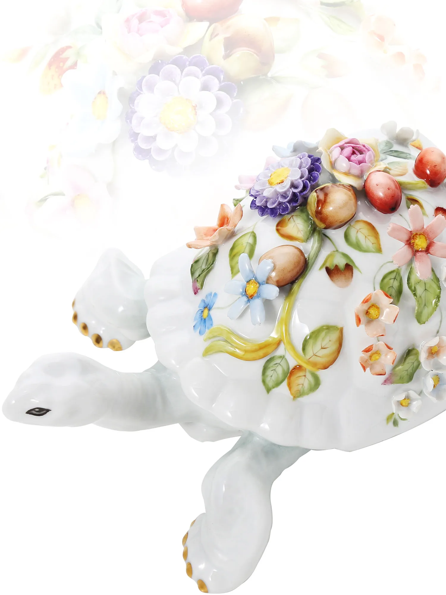 ヘレンド CD 陸亀 フラワー 22cm 15972-0-66 世界限定2015点