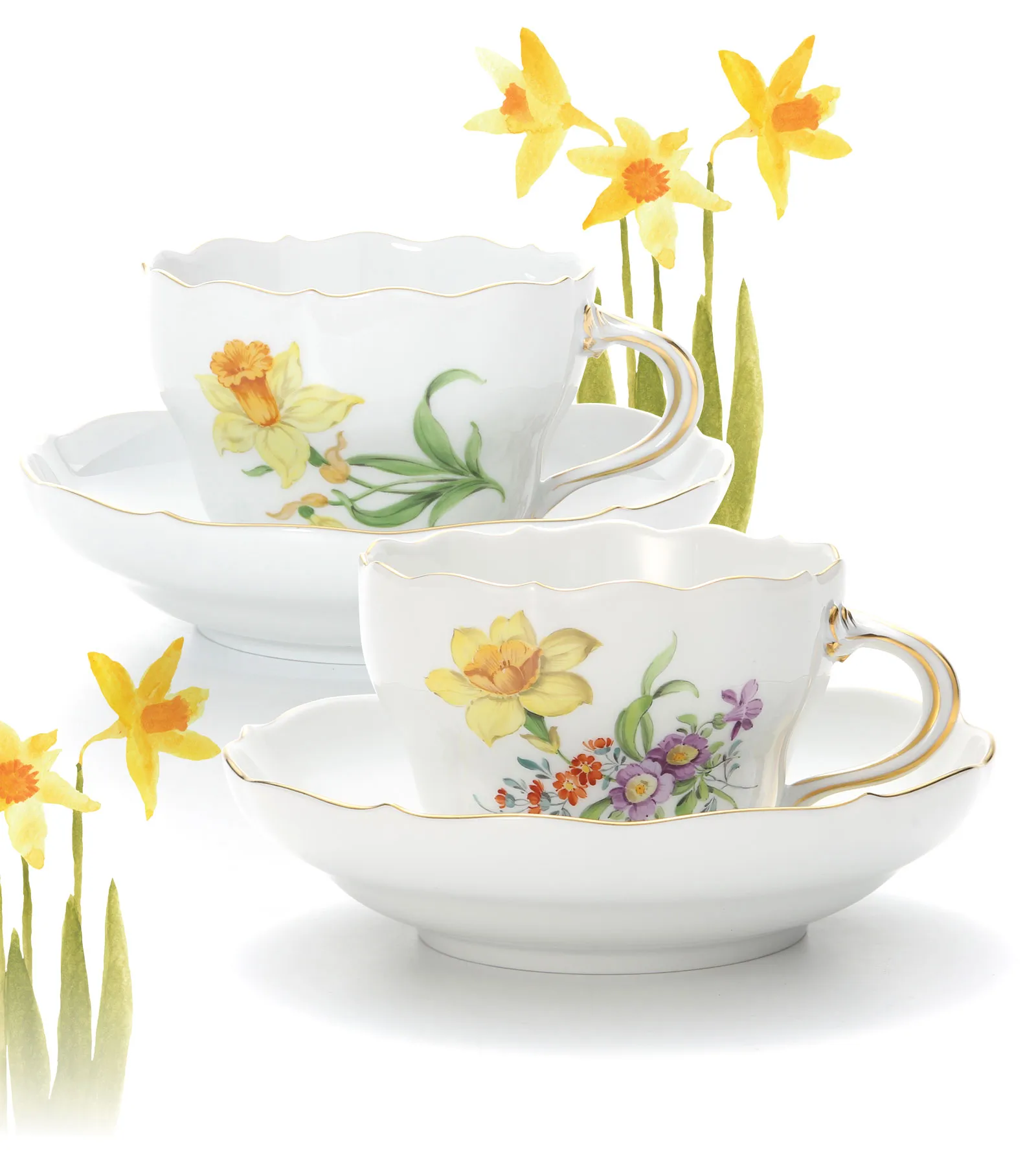 ベーシックフラワー スイセン コーヒーカップ&ソーサーの画像