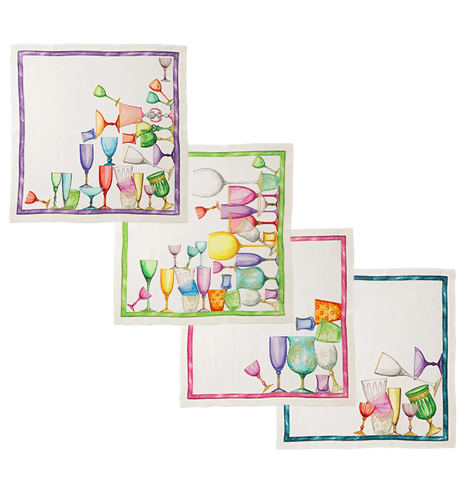 テシトゥーラ トスカーナ テレリーエ ナプキン 46×46cm 4枚セット Cincin／乾杯 100%リネン ポーチ付