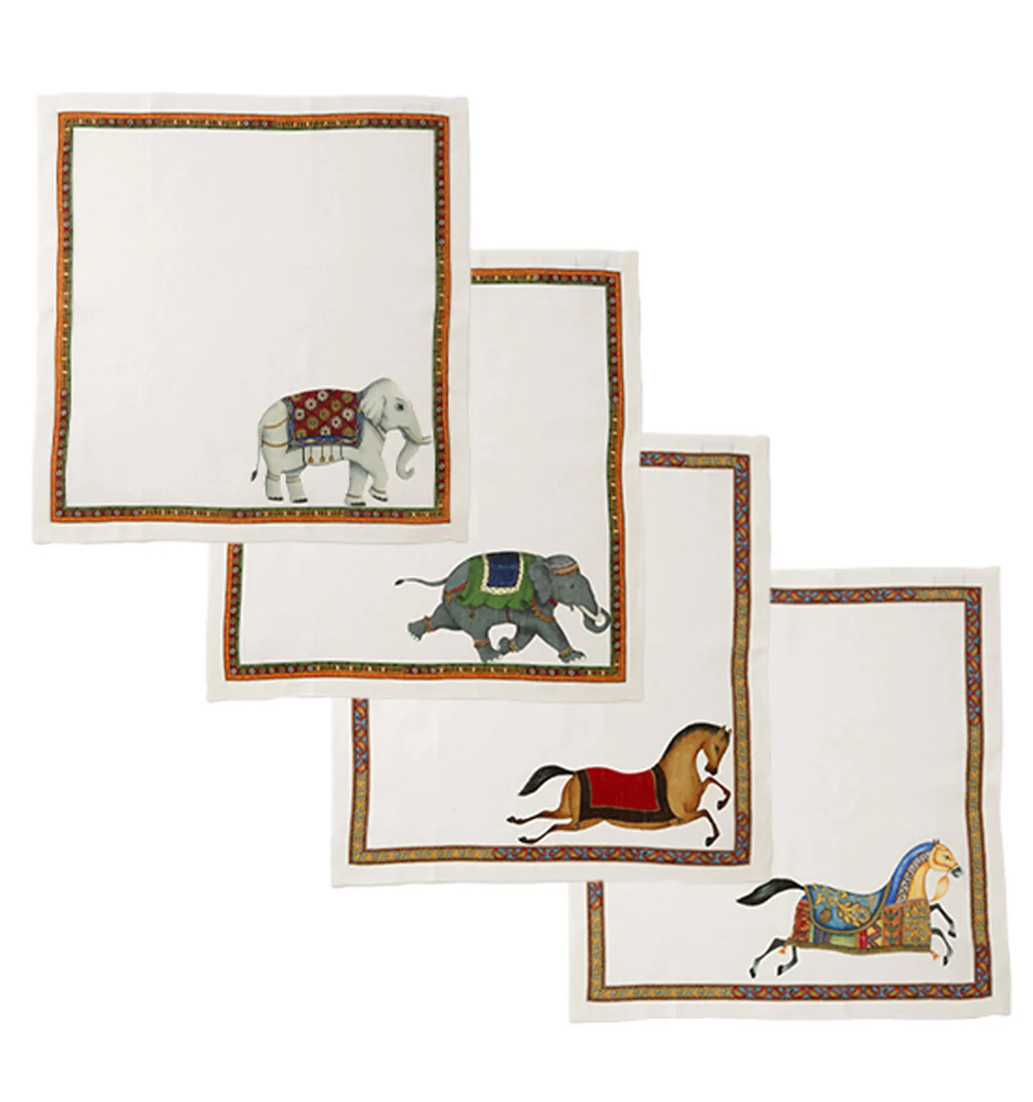 テシトゥーラ トスカーナ テレリーエ ナプキン 46×46cm 4枚セット マハラジャ 100%リネン ポーチ付