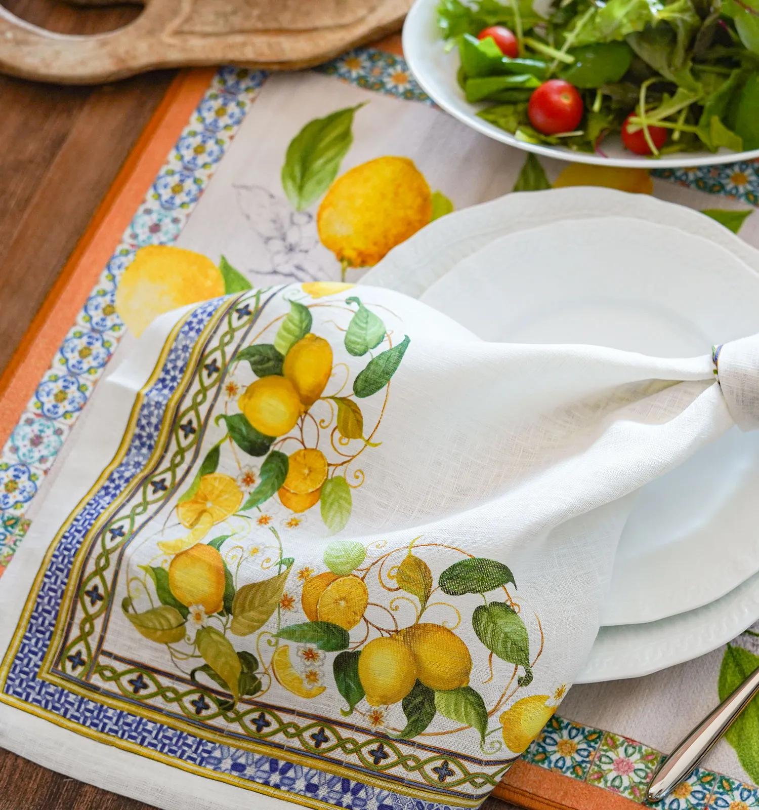 テシトゥーラ トスカーナ テレリーエ ナプキン 46×46cm 4枚セット アマルフィ 100%リネン ポーチ付