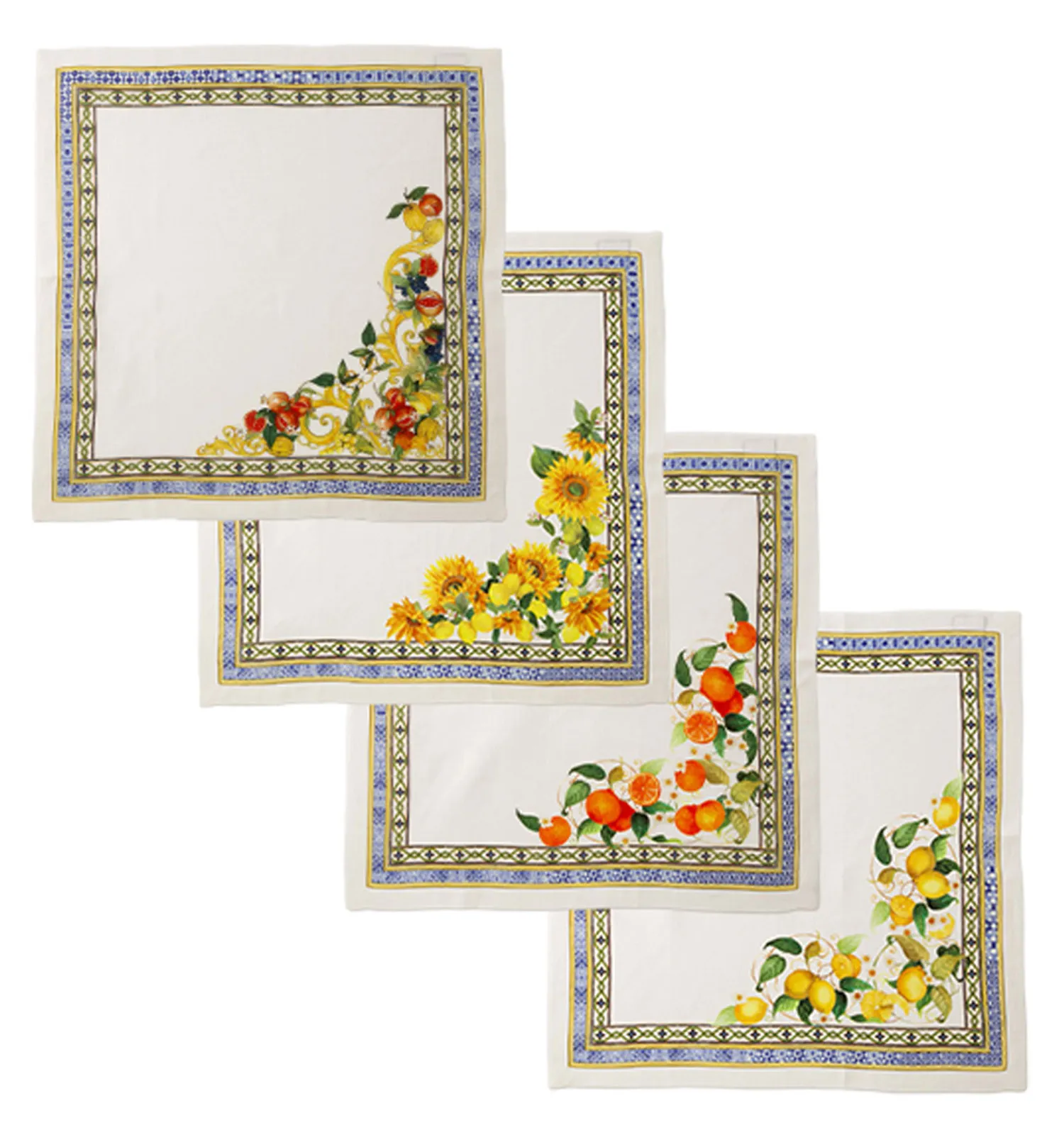 テシトゥーラ トスカーナ テレリーエ ナプキン 46×46cm 4枚セット アマルフィ 100%リネン ポーチ付