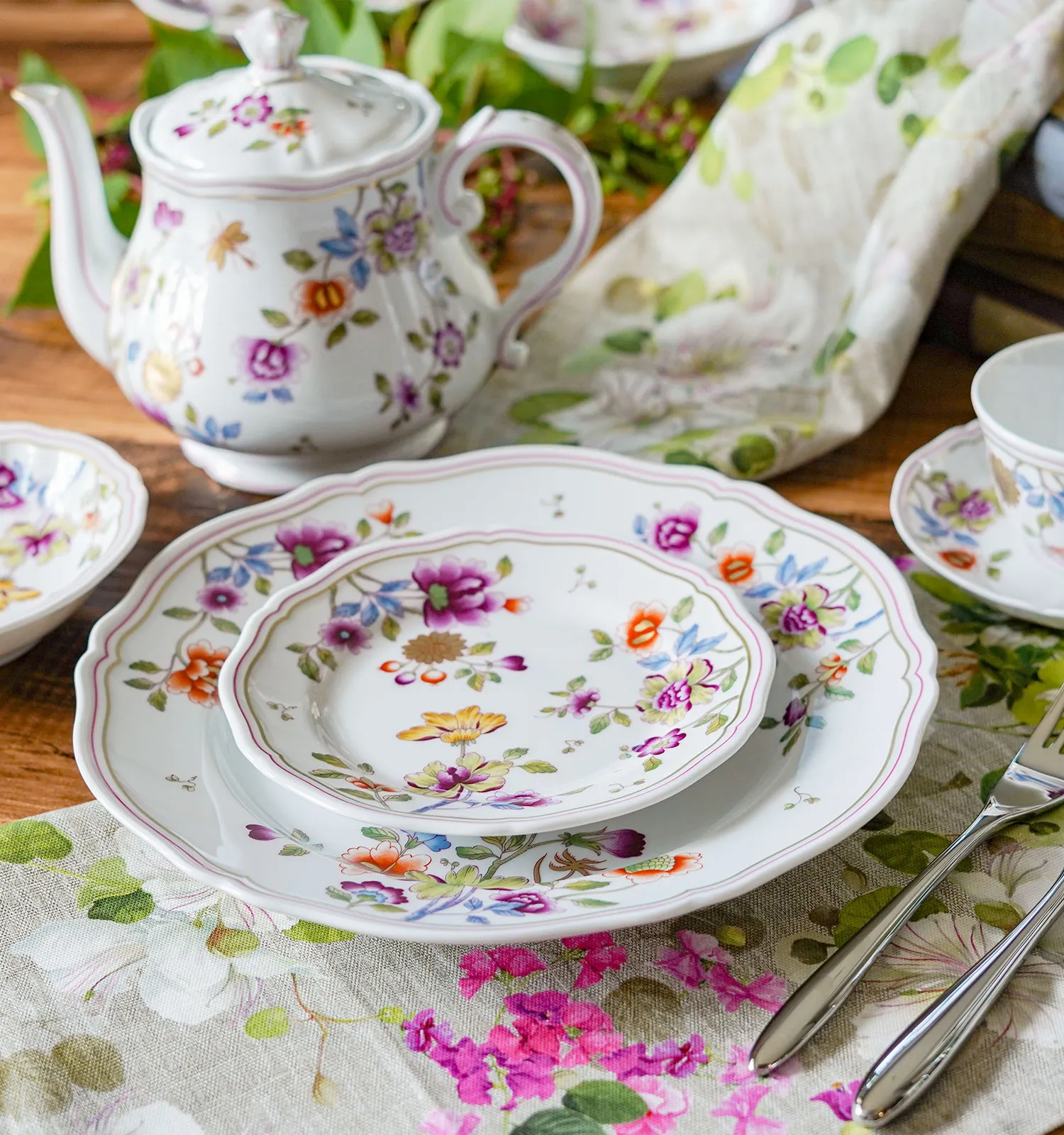 テシトゥーラ トスカーナ テレリーエ ナプキン 46×46cm 4枚セット ブロッサム 100%コットン ポーチ付