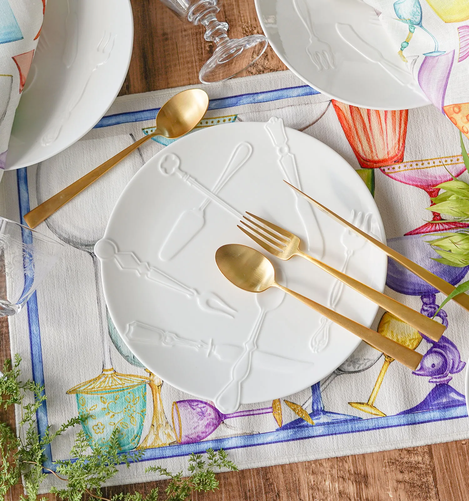 テシトゥーラ トスカーナ テレリーエ プレースマット 50×37cm 2枚セット クリスタル ポリエステル ポーチ付