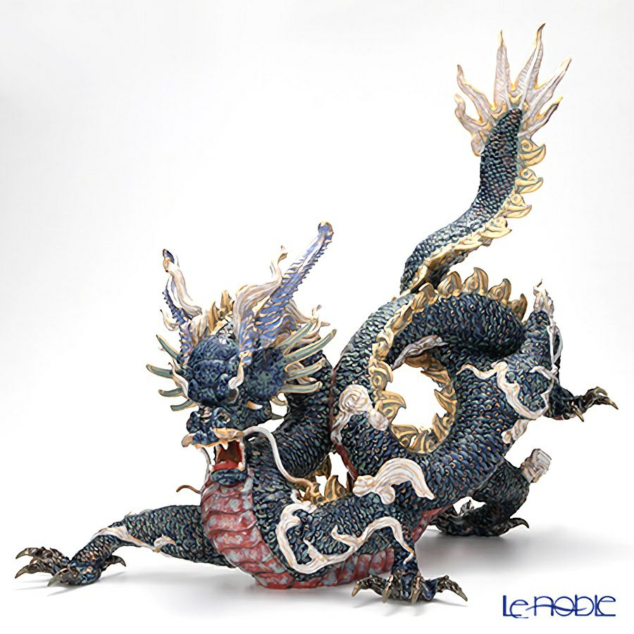 リヤドロ 臥龍 Blue＆Gold 01934 ハイポーセリン 台座付 詳細