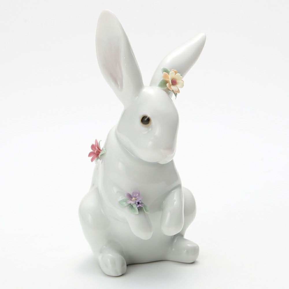 リヤドロ 花飾りの白ウサギ4 06100