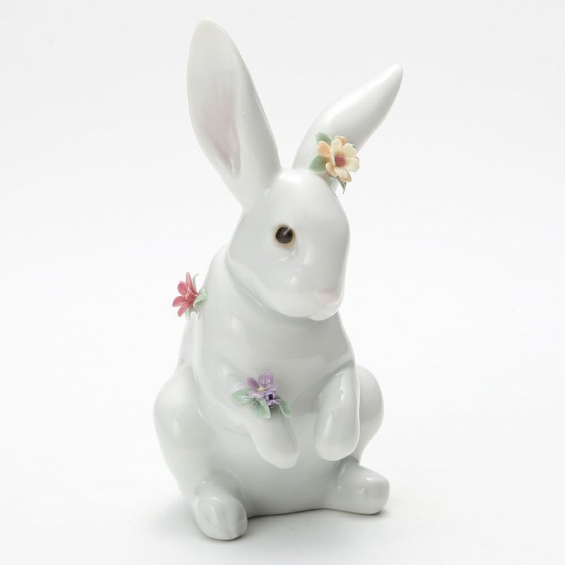 リヤドロ 花飾りの白ウサギ4 06100