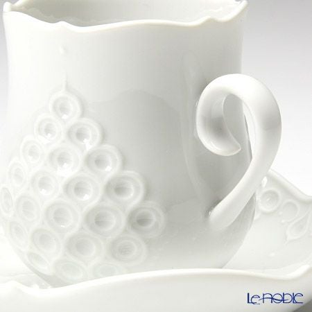 マイセン（Meissen） ホワイトレリーフ 000001／26581 モカカップ＆ソーサー