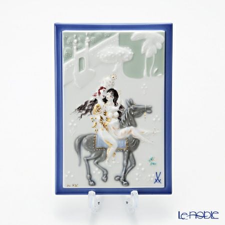 マイセン（Meissen） 陶板 千夜一夜 930012／9p313 馬に乗る王子様と王妃 15×10cm
