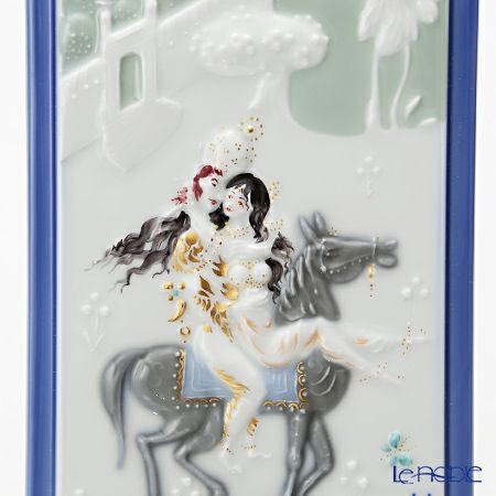 マイセン（Meissen） 陶板 千夜一夜 930012／9p313 馬に乗る王子様と王妃 15×10cm