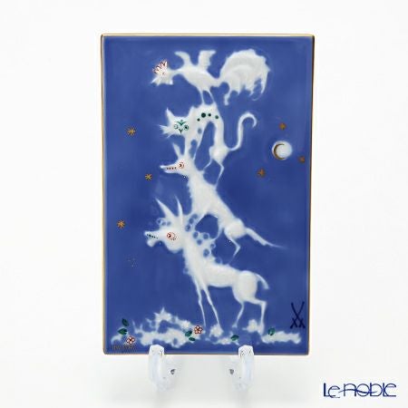 マイセン（Meissen） 陶板 青のメルヘン 930005／9p331 ブレーメンの音楽隊 13.5×7cm（額無）