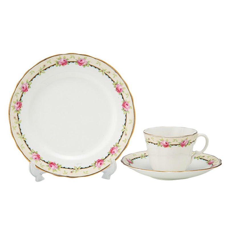 【1点限り】英国ヴィンテージ エインズレイ 小さなバラ柄 トリオセット