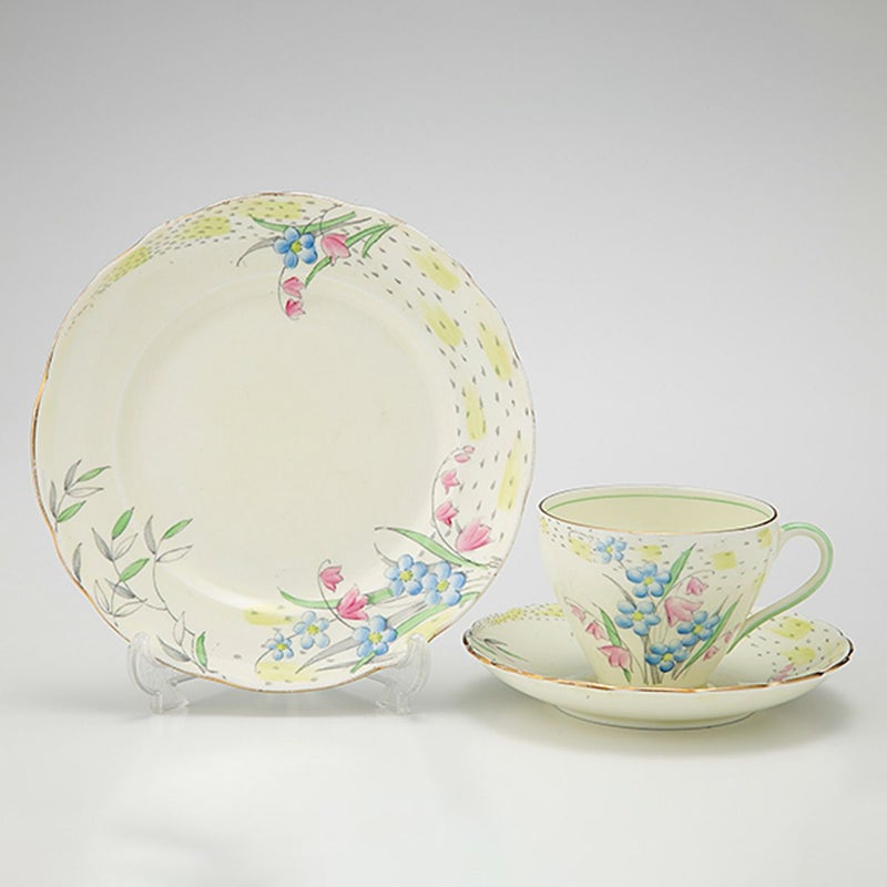 英国ヴィンテージ フォリーチャイナ 花柄 トリオセット