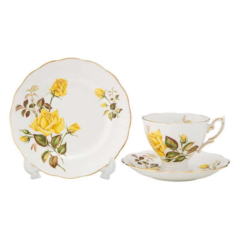 【1点限り】英国ヴィンテージ ロイヤルスタンダード 黄色のバラ トリオセット