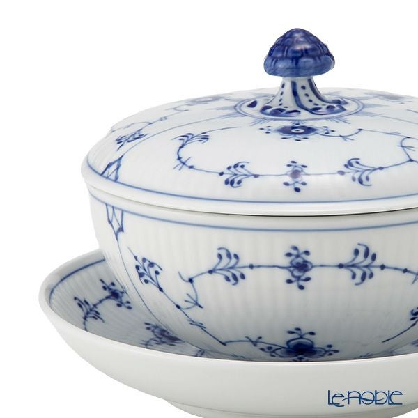 ロイヤルコペンハーゲン（Royal Copenhagen） ブルー フルーテッド プレイン ボウル＆ソーサー 蓋つき 380ml 1064774