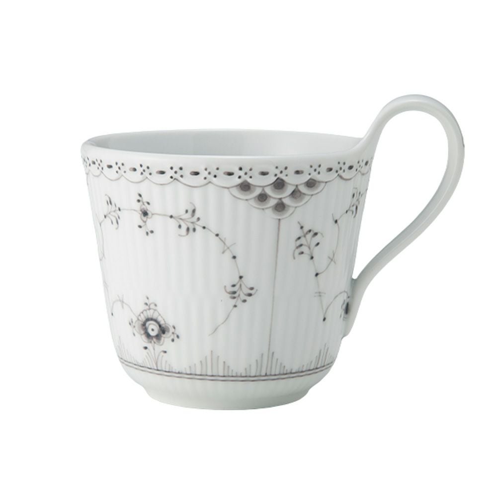 ロイヤルコペンハーゲン（Royal Copenhagen）ブラックフルーテッドハーフレース ハイハンドル マグカップ 330ml 1066933