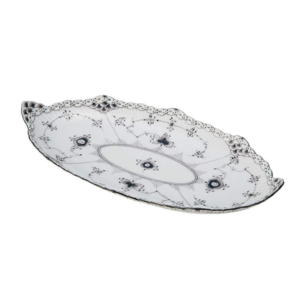 ロイヤルコペンハーゲン（Royal Copenhagen）ブラックフルーテッドハーフレース ピックルディッシュ 楕円 24.5×12cm 1066938