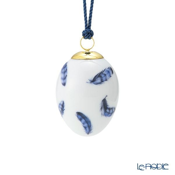 ロイヤルコペンハーゲン（Royal Copenhagen）スプリングコレクション 2025 イースターエッグ ユーラシアンジェイ スモールフェザー H6cm 1074935 ※画像の紐のお色は一例※