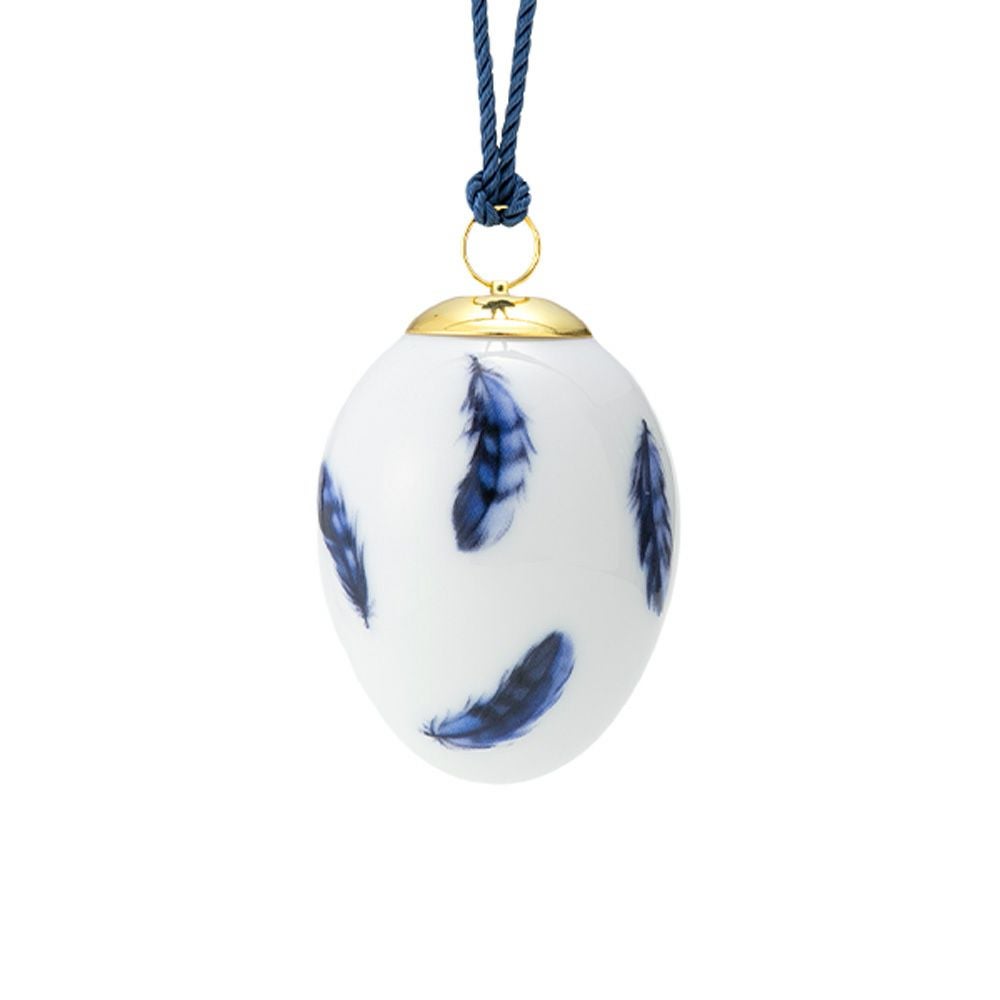 ロイヤルコペンハーゲン（Royal Copenhagen）スプリングコレクション 2025 イースターエッグ ユーラシアンジェイ スモールフェザー H6cm 1074935 ※画像の紐のお色は一例※