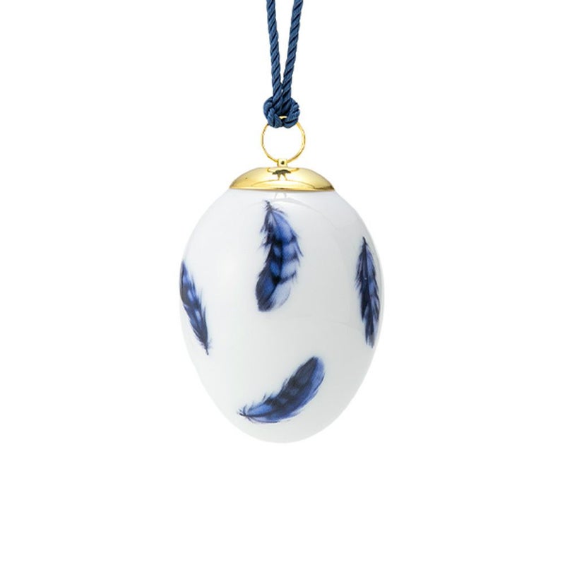 ロイヤルコペンハーゲン（Royal Copenhagen）スプリングコレクション 2025 イースターエッグ ユーラシアンジェイ スモールフェザー H6cm 1074935 ※画像の紐のお色は一例※