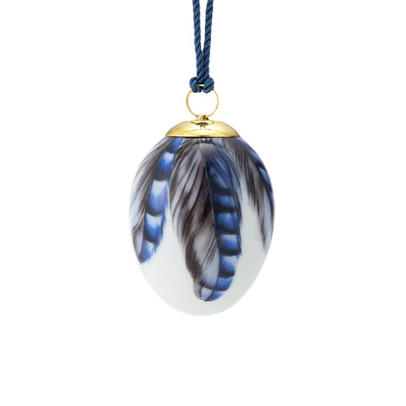 ロイヤルコペンハーゲン（Royal Copenhagen）スプリングコレクション 2025 イースターエッグ ユーラシアンジェイ ビッグフェザー H6cm 1074936※画像の紐のお色は一例※