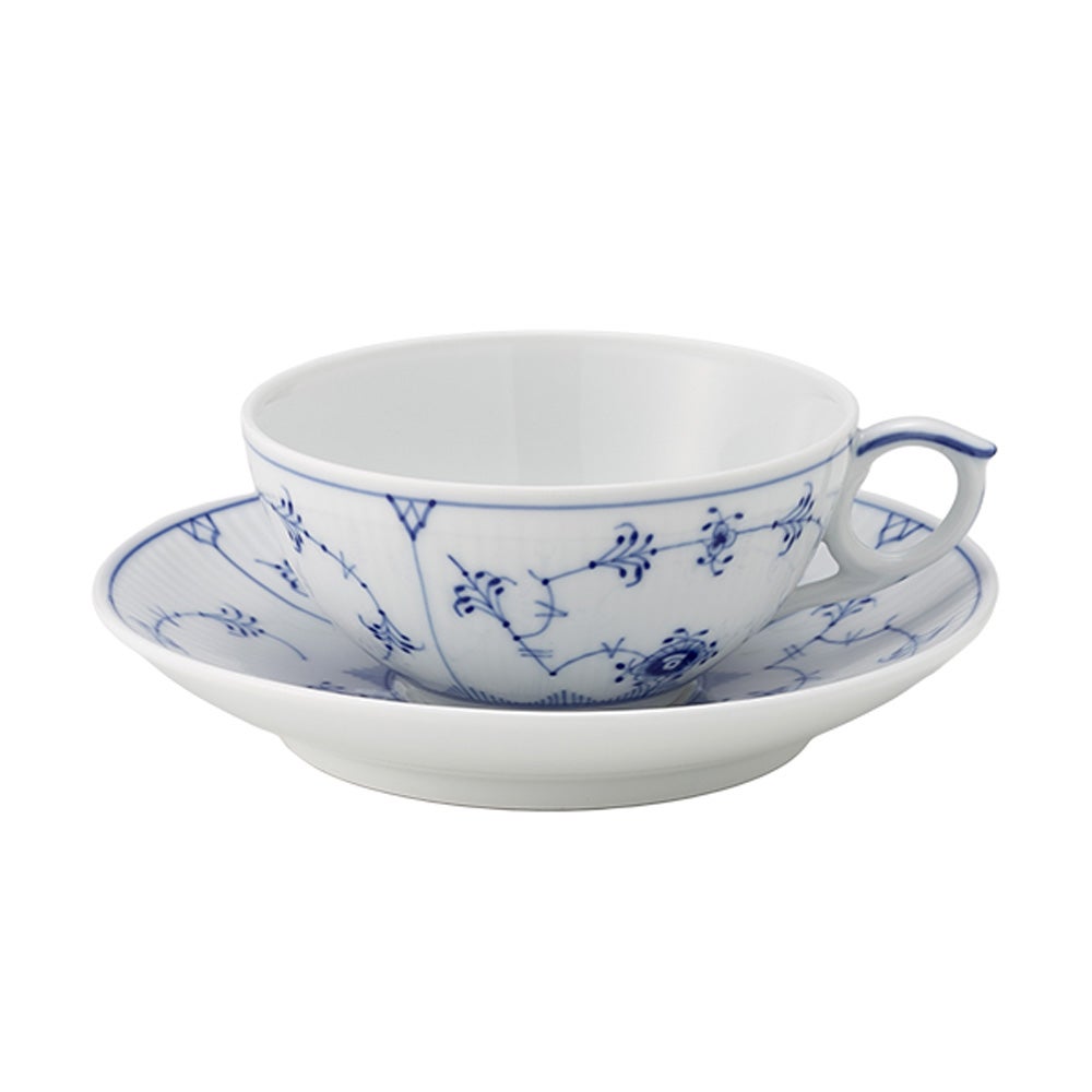 ロイヤルコペンハーゲン（Royal Copenhagen） ブルー フルーテッド プレイン ティーカップ＆ソーサー 180ml 1101077