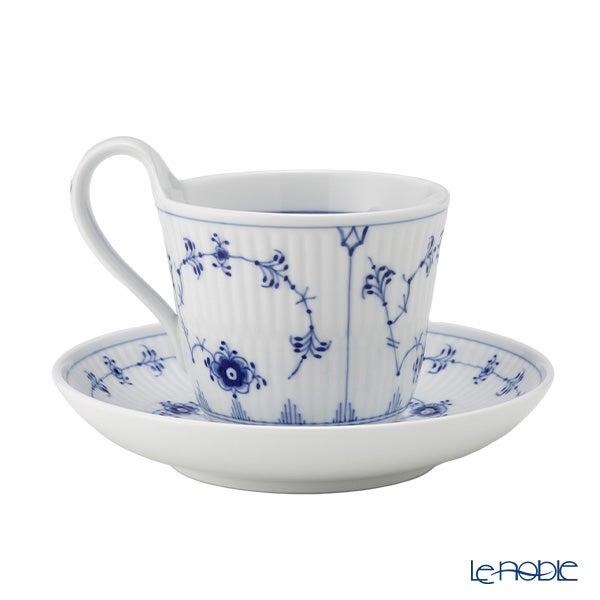 ロイヤルコペンハーゲン（Royal Copenhagen） ブルー フルーテッド プレイン ティーカップ＆ソーサー（ハイハンドル） 240ml 1101092／1017176