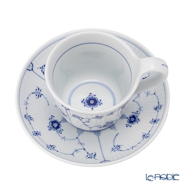 ロイヤルコペンハーゲン（Royal Copenhagen） ブルー フルーテッド プレイン ティーカップ＆ソーサー（ハイハンドル） 240ml 1101092／1017176