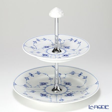 ロイヤルコペンハーゲン（Royal Copenhagen） ブルー フルーテッド プレイン 2段ケーキスタンド 24cm 組立式 1101437／1016764