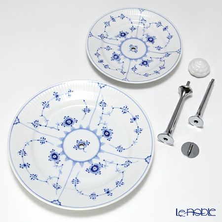 ロイヤルコペンハーゲン（Royal Copenhagen） ブルー フルーテッド プレイン 2段ケーキスタンド 24cm 組立式 1101437／1016764