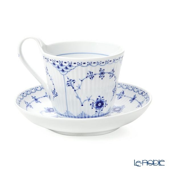 ロイヤルコペンハーゲン（Royal Copenhagen） ブルー フルーテッド ハーフレース ティーカップ＆ソーサー ハイハンドル 240ml 1102092／1055308