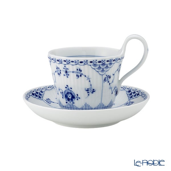 ロイヤルコペンハーゲン（Royal Copenhagen） ブルー フルーテッド ハーフレース ハイハンドルカップ＆ソーサー（ミニ） 170ml 1102095