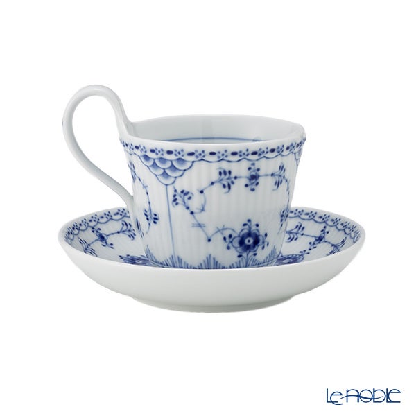 ロイヤルコペンハーゲン（Royal Copenhagen） ブルー フルーテッド ハーフレース ハイハンドルカップ＆ソーサー（ミニ） 170ml 1102095