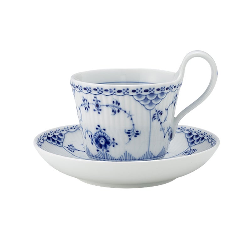 ロイヤルコペンハーゲン（Royal Copenhagen） ブルー フルーテッド ハーフレース ハイハンドルカップ＆ソーサー（ミニ） 170ml 1102095