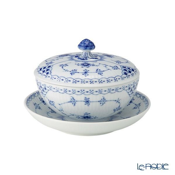 ロイヤルコペンハーゲン（Royal Copenhagen） ブルー フルーテッド ハーフレース ボウル ＆ ソーサー蓋付 380ml 1102277／1066921