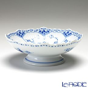 ロイヤルコペンハーゲン（Royal Copenhagen） ブルー フルーテッド ハーフレース ケーキ皿（脚付） 6×17.5cm 1102427