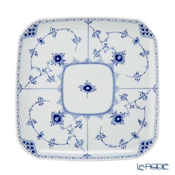ロイヤルコペンハーゲン（Royal Copenhagen） ブルー フルーテッド ハーフレース スクエアディッシュ 21cm 1102720／1066923