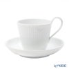 ロイヤルコペンハーゲン（Royal Copenhagen） ホワイト フルーテッド ハーフレース ティーカップ＆ソーサー（ハイハンドル） 240ml 1128092／1017278
