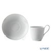 ロイヤルコペンハーゲン（Royal Copenhagen） ホワイト フルーテッド ハーフレース ティーカップ＆ソーサー（ハイハンドル） 240ml 1128092／1017278