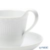ロイヤルコペンハーゲン（Royal Copenhagen） ホワイト フルーテッド ハーフレース ティーカップ＆ソーサー（ハイハンドル） 240ml 1128092／1017278
