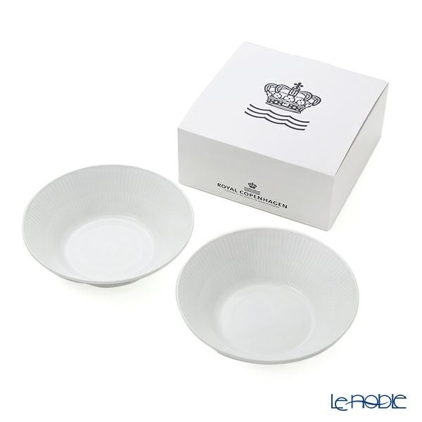 ロイヤルコペンハーゲン（Royal Copenhagen） ホワイト フルーテッド プレイン ディーププレート ペア 17×5cm 2408012／1016914