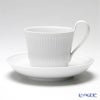 ロイヤルコペンハーゲン（Royal Copenhagen） ホワイト フルーテッド プレイン ティーカップ＆ソーサー（ハイハンドル） 240ml 2408092／1017384