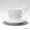 ロイヤルコペンハーゲン（Royal Copenhagen） ホワイト フルーテッド プレイン ティーカップ＆ソーサー（ハイハンドル） 240ml 2408092／1017384