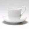 ロイヤルコペンハーゲン（Royal Copenhagen） ホワイト フルーテッド プレイン ティーカップ＆ソーサー（ハイハンドル） 240ml 2408092／1017384