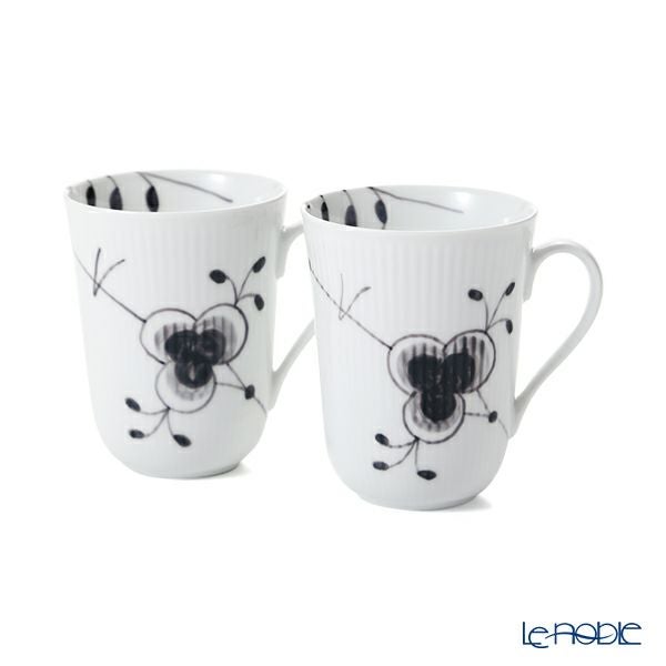 ロイヤルコペンハーゲン（Royal Copenhagen） ブラック フルーテッド メガ マグカップ 350ml ペア 2541039／1017459