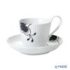 ロイヤルコペンハーゲン（Royal Copenhagen） ブラック フルーテッド メガ ティーカップ＆ソーサー（ハイハンドル） 2542092／1017037