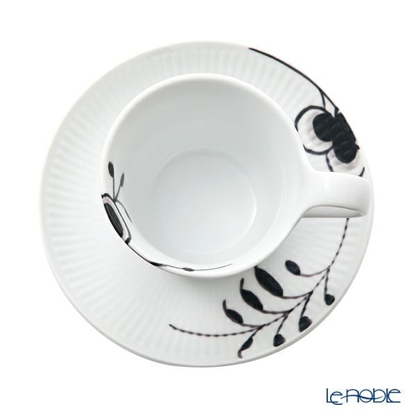ロイヤルコペンハーゲン（Royal Copenhagen） ブラック フルーテッド メガ ティーカップ＆ソーサー（ハイハンドル） 2542092／1017037